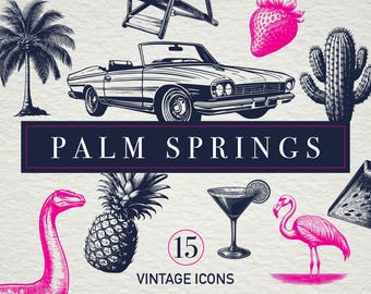 Vintage Palm Springs SVG Bundle: Coastal Illustrations (Digital Download)