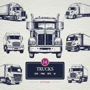 Truck SVG Bundle, Semitrailer SVG, Big Rig svg, Trucker Svg, Tractor Trailer SVG, Png, Svg Files for Cricut, Silhouette, svg, Cricut Laser