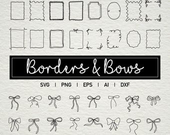 Whimsical Frames and Bows SVG: Hand-Drawn Doodles (Digital Download)