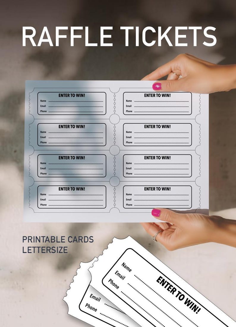 Raffle Example Letters Printable Raffle Tickets Template | DIY Event Cards (letter Size) - Etsy