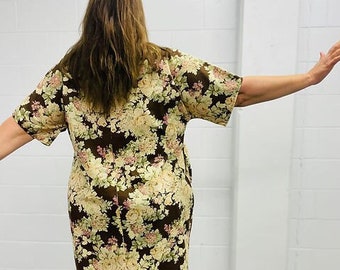 Loosie pocket dress brown floral cotton