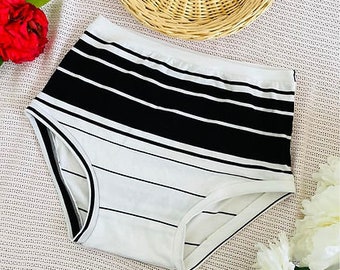 Undies High Waisted black & white stripe