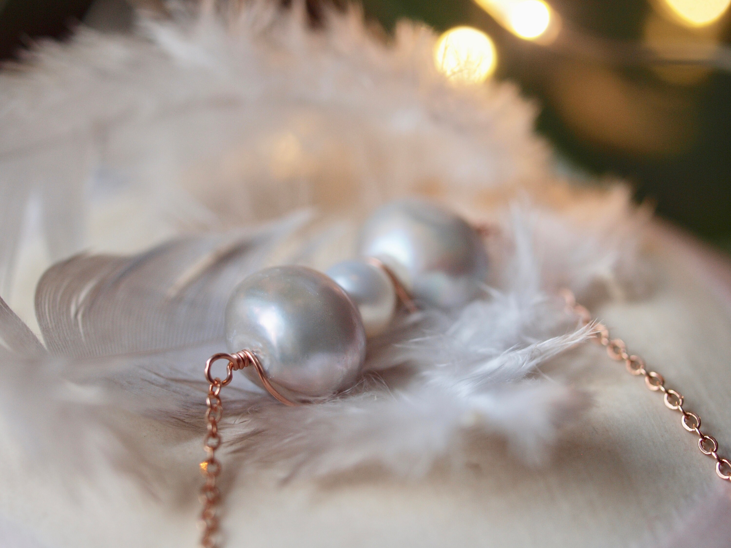 Gold Pearl Necklace, Bow Pendant Necklace, Pearl Ribbon