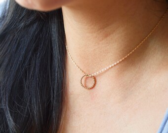 Bubble Circle Pendant, hoop pendant, tiny hoops pendant, bubbly hoops pendant, circle pendant, gift for her, contemporary jewelry