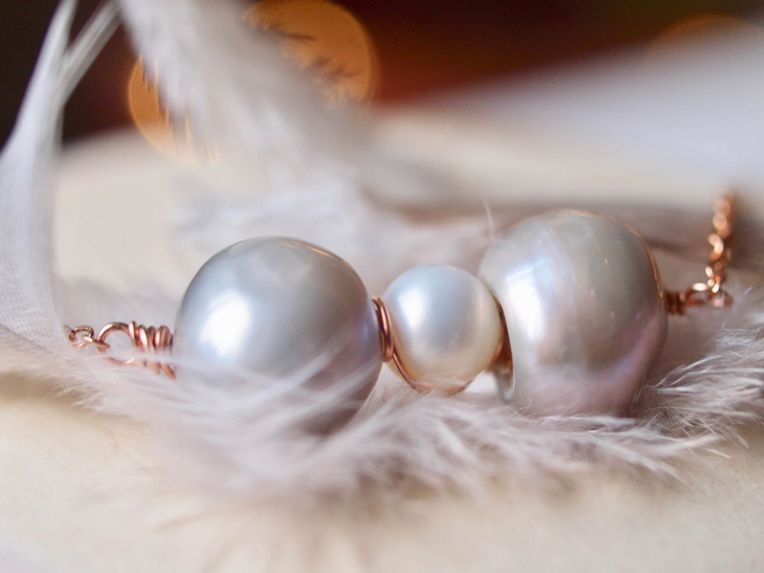 Gold Pearl Necklace, Bow Pendant Necklace, Pearl Ribbon