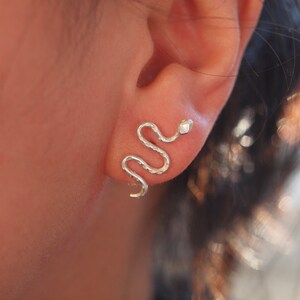 Snake Earrings, Silver Snake Stud, Serpent Earrings