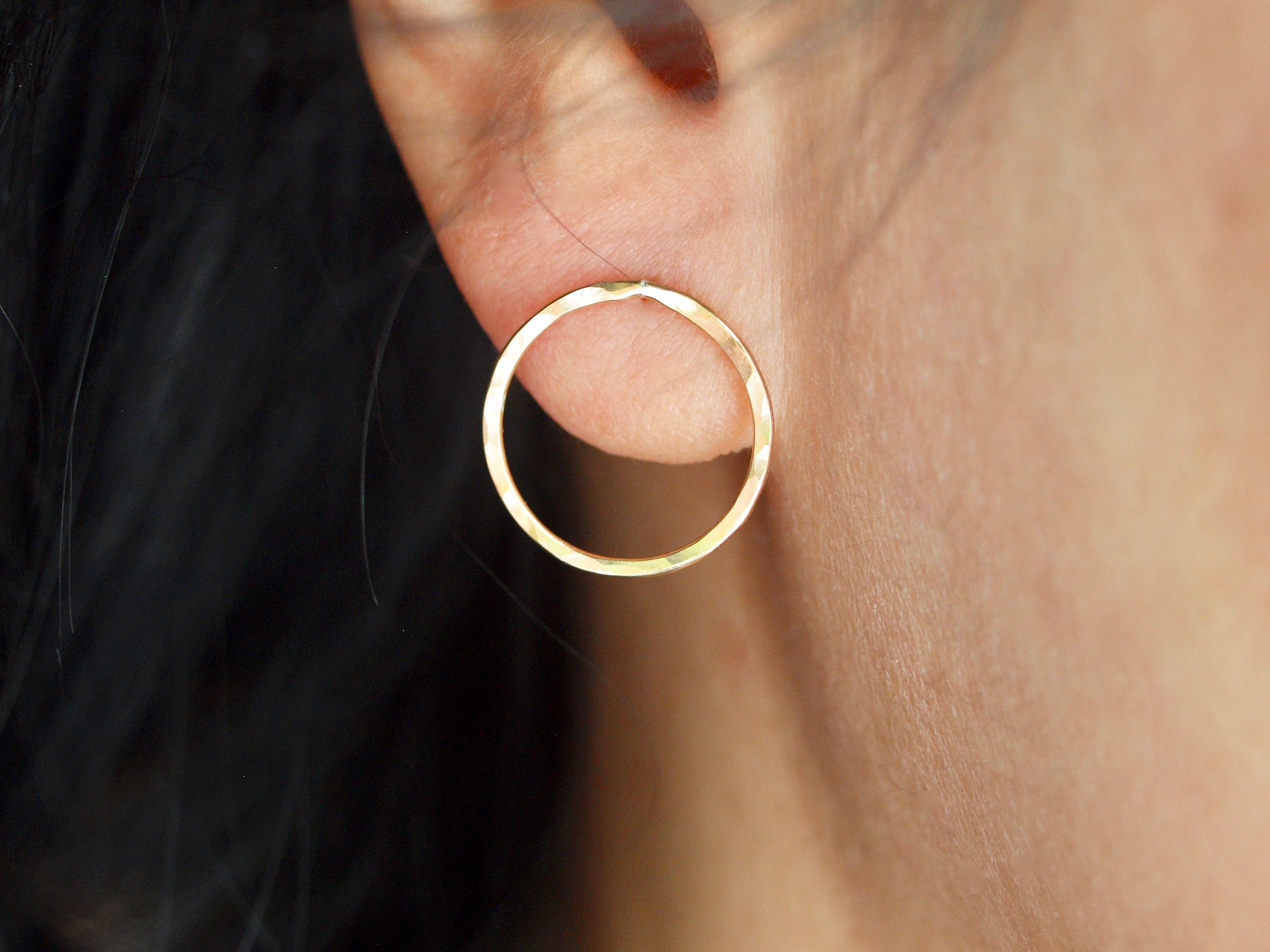 Front facing stud hoop earrings sale