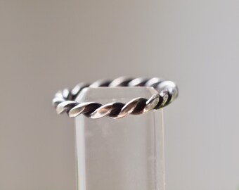 Chunky Sterling Silver Twist Ring - Rope Band - Made to Order