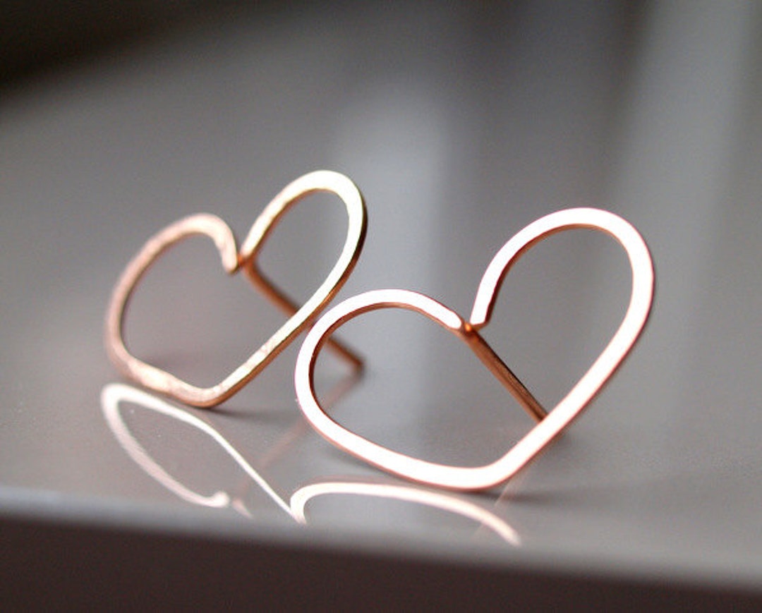 Extra Large Heart Stud Earrings in Rose Gold Filled Etsy