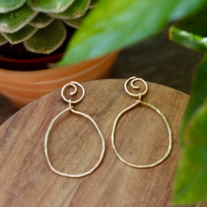 Hoop Earrings, Organic Shape Hoop, Dangle Hoop Earrings, Detachable Hoop Earrings, Irregular hoop, gold filled, rose gold, sterling silver