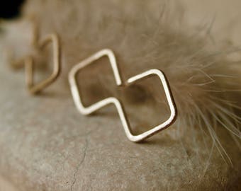 Illusion Stud, Double Square Silver Earrings, Stud Earrings for her, everyday earrings