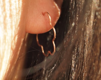 Rose Gold Filled Cloud Hoop Earrings: Handmade Scalloped Jewelry