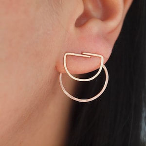 Orecchini a cerchio a mezzaluna riempiti in oro rosa: Circle Ear Jackets