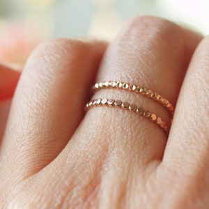 Yellow Gold Diamond Cut Ring, gold filled Stacking Ring, Diamond texture, 14K gold filled, made to order image 3