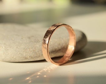 Pinky Ring, Thick Band, 14K rose gold filled ring or Sterling Silver, Promise Ring, Stackable Ring, Minimalist Hammered