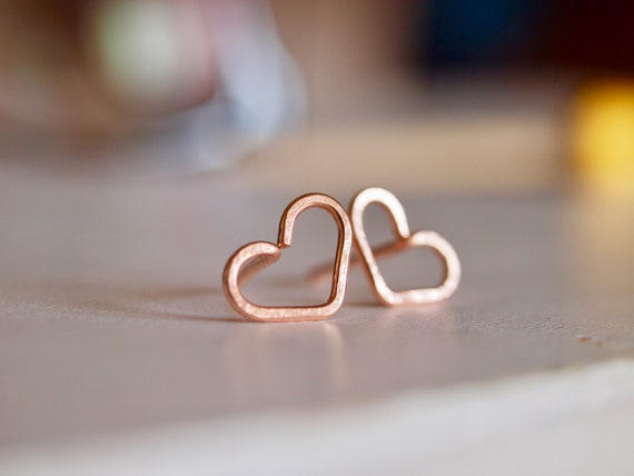Best Seller Amour Earrings, Heart of Gold earrings, Rose Gold filled Stud, Gold filled earrings, sterling silver, Heart Earrings,