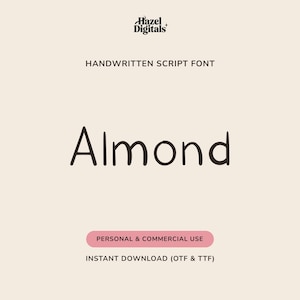 Fuente Almond Handwritten Script: estilo garabato orgánico para Canva, invitaciones de boda modernas, agendas escolares y logotipos de marcas.