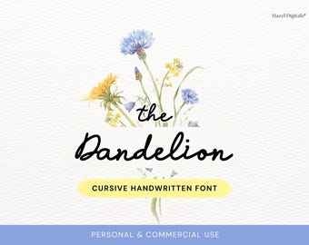 Handwritten Font Dandelion, Cursive Handwriting Font, Commercial Use, Font for Invitation, Calligraphy Wedding Script, GoodNotes Script Font