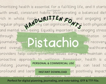 Handwritten Font Pistachio, Neat Handwriting Font, Commercial Use, Goodnotes Study Note Font, Digital Planner Journal, Student Notes Font