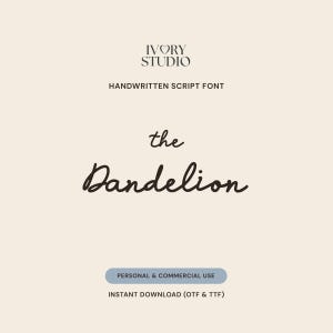 Dandelion Cursive Font for Canva, Wedding Invitation Handwritten Script Font, Calligraphy GoodNotes Notability, Romantic Branding