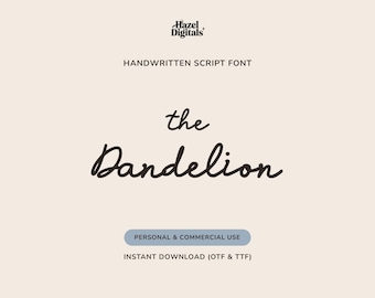 Dandelion Cursive Font for Canva | Handwritten Script Font, Wedding Invitation Font, Calligraphy Font, Romantic Branding
