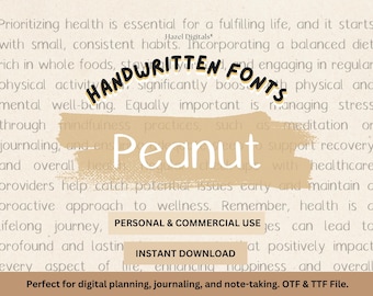 Handwritten Font Peanut, Neat Handwriting Font, Commercial Use, Goodnotes Study Note Font, Digital Planner Journal, Student Notes Font