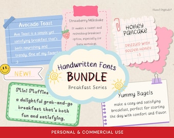 Handwritten Font Bundle: Breakfast Series Script - Commercial Use (Digital Download)