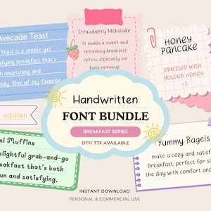 Handskrivna typsnittspaket | Söta manustypsnitt för Canva, GoodNotes, Procreate | Typsnittspaket för varumärkesbyggande för småföretag OTF TTF kommersiellt bruk