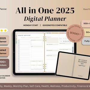 2025 Digital Planner for GoodNotes, Notability (Undated)