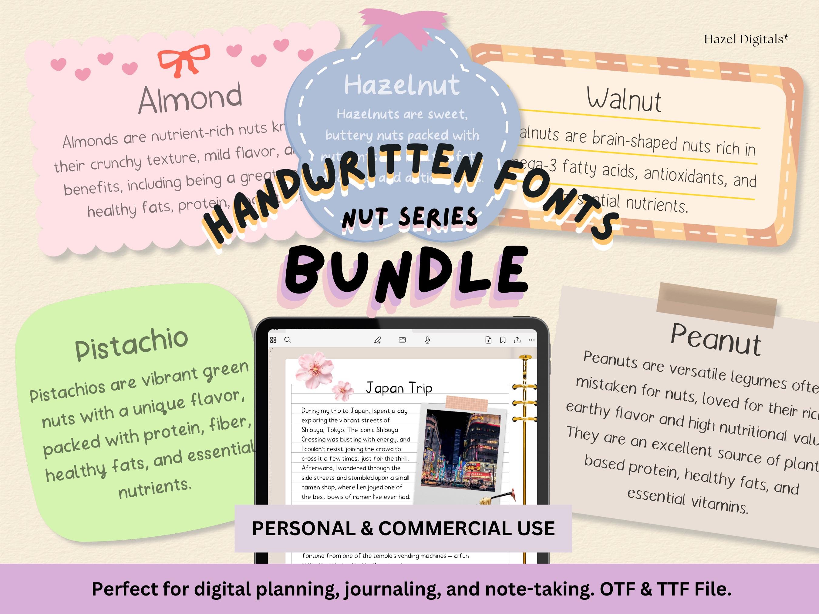 Handwritten Font Bundle, Handwriting Font, Commercial Use Typeface, Goodnotes, Study Notes, Digital Planner Journal, Neat Fonts ttf Script