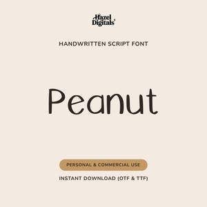 Fuente manuscrita Peanut Cute: escritura sencilla tipo garabato para Canva, recursos para profesores y pegatinas estéticas para agendas.