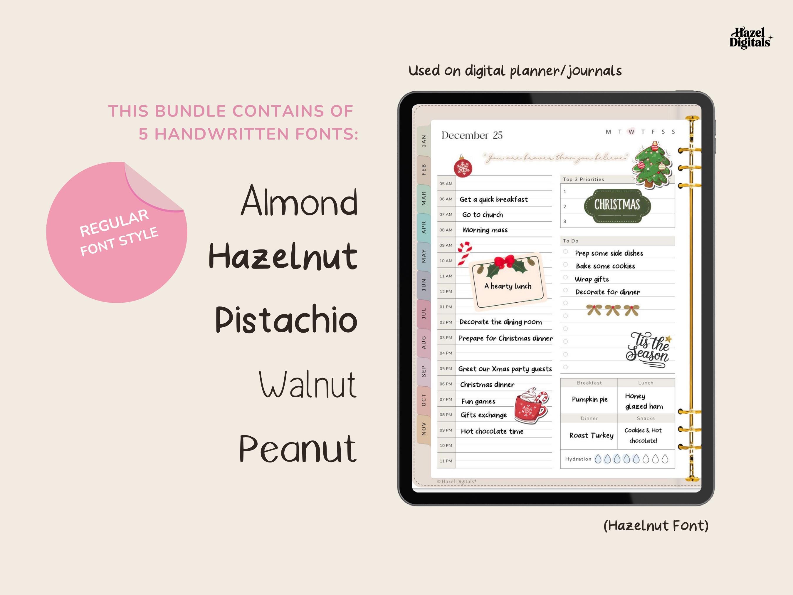 Handwritten Font Bundle for Canva, 5 Cute Scripts OTF TTF, Digital ...