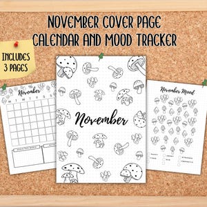November Title Page, Bullet Journal Pages, Mood Tracker, Refillable Journal, Bullet Journal Cover, Printable Title Page, November Calendar
