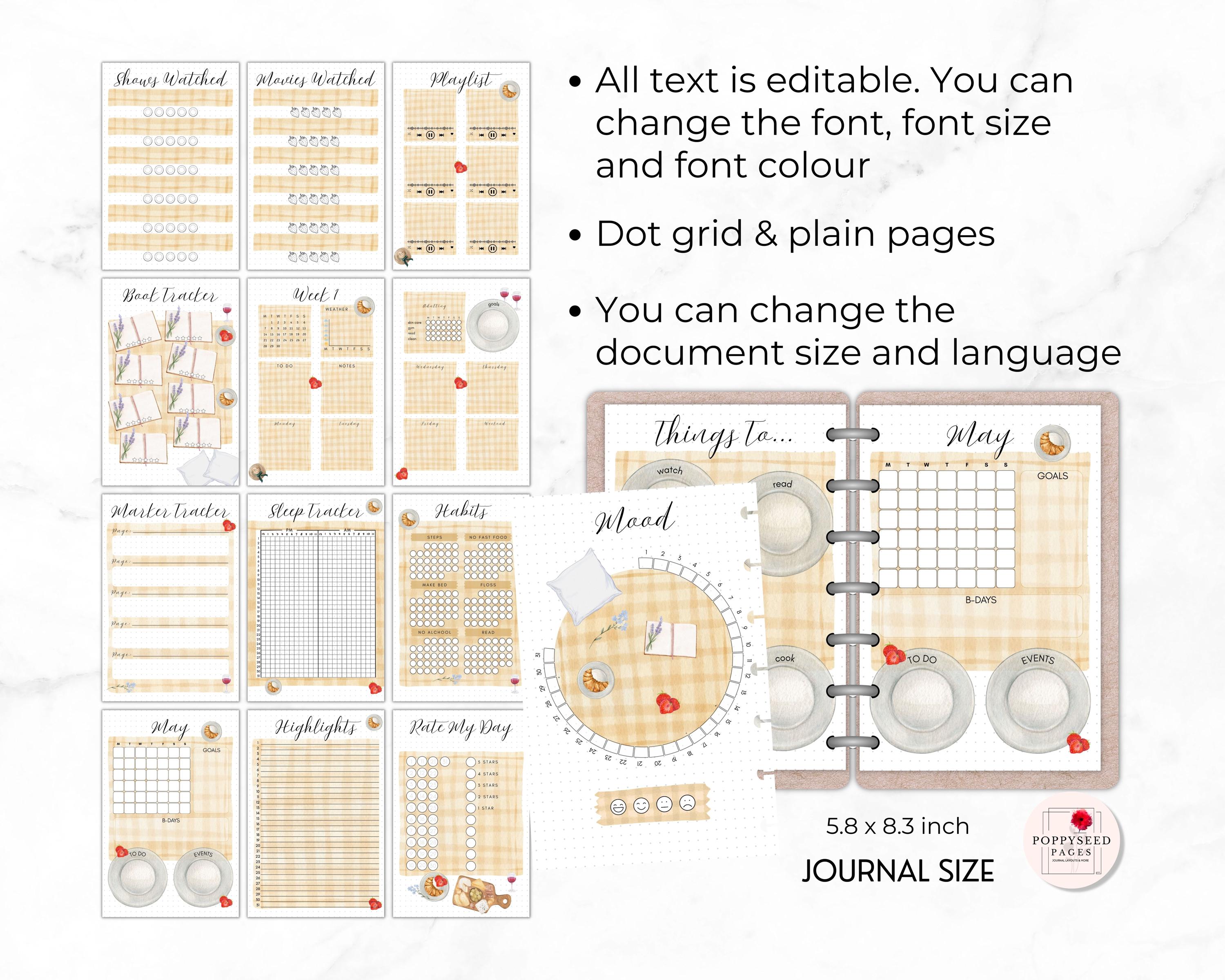 Premade Bullet Journal Template | Picnic Theme Monthly Planner | A5 ...