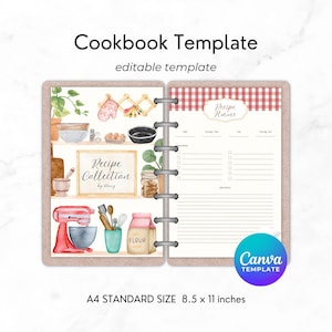 Cookbook Template | Recipe Binder Pages | Canva Editable Recipe Book
