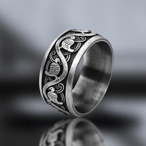 Dove 925 Silver Men Wedding Ring, Sterling Silver Pigeon Ring for Men, Engagement Ring, Bird Ring, Men Wedding Promise Ring Gift For Him