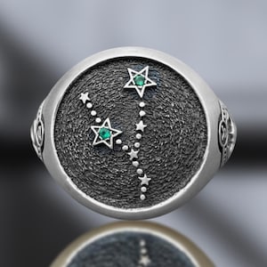 Taurus Zodiac Ring – Sterling Silver Signet with Constellation & Horoscope Symbol – Handmade Astrological Jewelry for Lovers