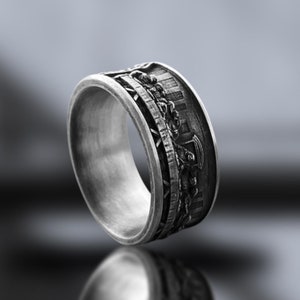 Men Sterling Silver Last Supper Band Ring, Jesus Last Supper Wedding Ring, Leonardo The Last Supper Men Ring, Religious Jewelry for Men