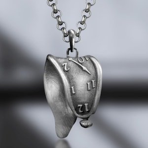 Melting Clocks Necklace - Salvador Dali Inspired Silver Pendant - Surreal Art Jewelry - Handmade Sterling Silver Gift