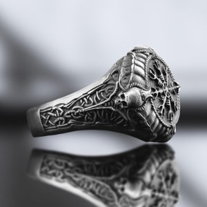 Vegvisir Compass Ring - 925 Sterling Silver Viking Ring - Norse Symbol of Guidance - Handmade Norse Jewelry for Men & Women
