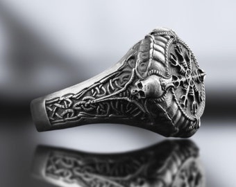 Vegvisir Compass Ring: Sterling Silver Viking Norse Jewelry