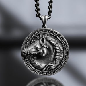 Horse Handmade 925 Sterling Silver Animal Necklace Gift for Men, Personalized Horse Silver Necklace, Silver Horse Jewelry, Memorial Gift