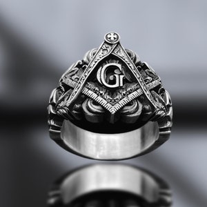 Sterling Silver Freemason Ring: Eye of Providence, Masonic Jewelry