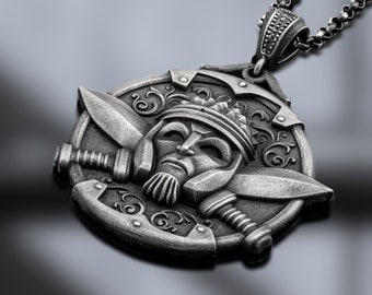 Sterling Silver Roman Gladiator Helmet Pendant Necklace