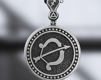 Sagittarius Zodiac Necklace – Double-Sided Sterling Silver Pendant with Horoscope Symbol & Constellation – Handmade Astrology Gift