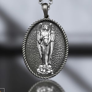 Life and Death Themed Silver Necklace, Grim Reaper and Angel of Life Occult Necklace, Gothic Necklace for Men, Angel of Death Necklace