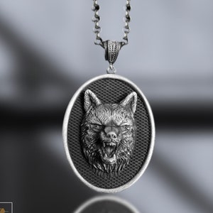 Personalized Wolf Accessory Animal Mens Jewelry 925 Silver Necklace Pendant Gift for Dad Christmas Graduation Birthday Unisex Gifts For Him