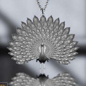 Pfau Halskette - Statement Majestätischer Vogel Schmuck - 3D Detaillierte Tier Halskette - Spiritueller Tier Totem Schmuck - Natur Inspiriertes Geschenk