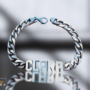 Pulsera con nombre personalizable en plata de ley 925, pulsera con nombre para hombre y mujer, pulsera con nombre única, regalo de Navidad para el mejor amigo