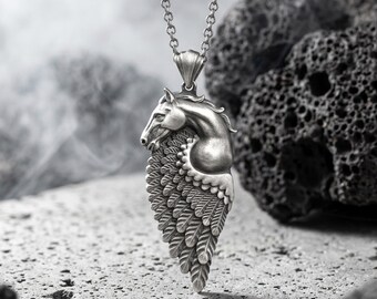 Sterling Silver Pegasus Charm: Handmade Winged Horse Pendant
